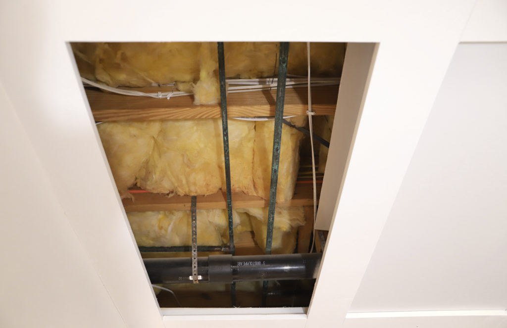 DIY Coffered Ceilings Allow Access to Pipes and Wiring