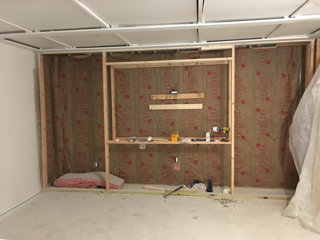 Basement media room construction framing