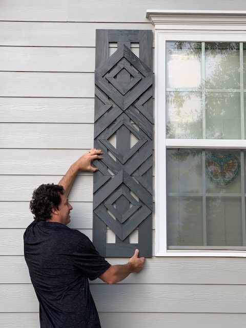 Finished cedar gray shutter stain custom DIY design