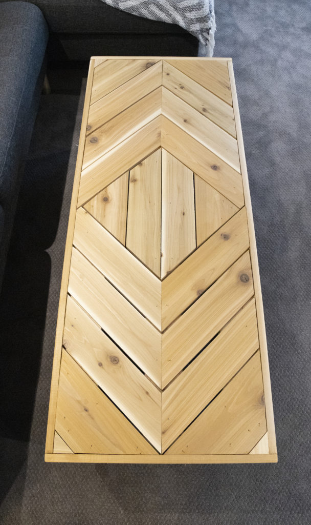 Decorative wood inlay design coffee table construction