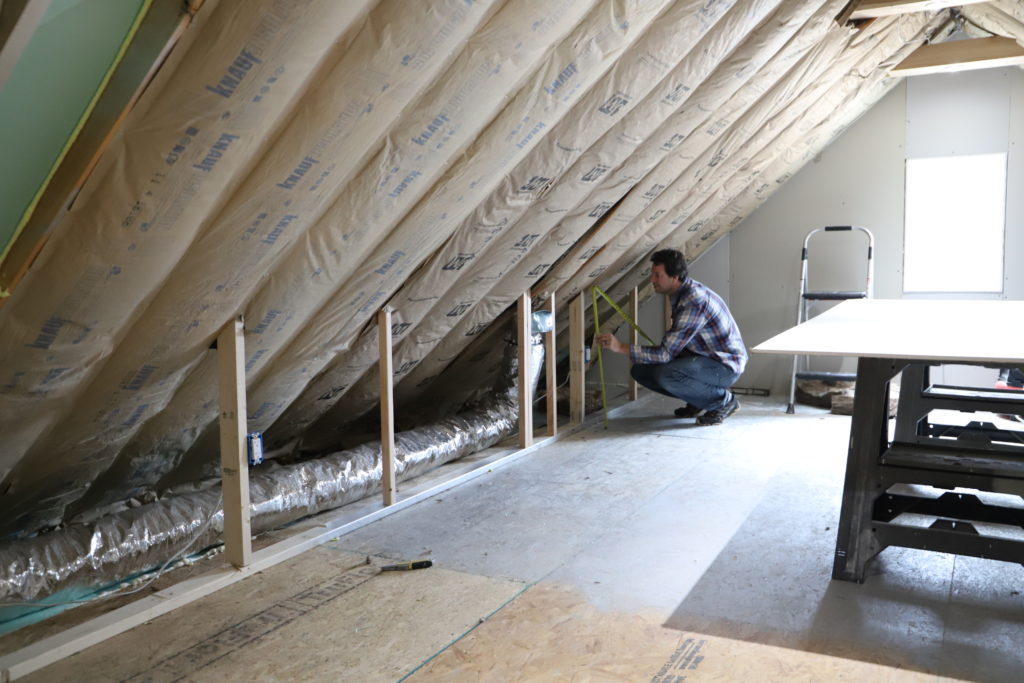 building knee walls in attic office room over garage