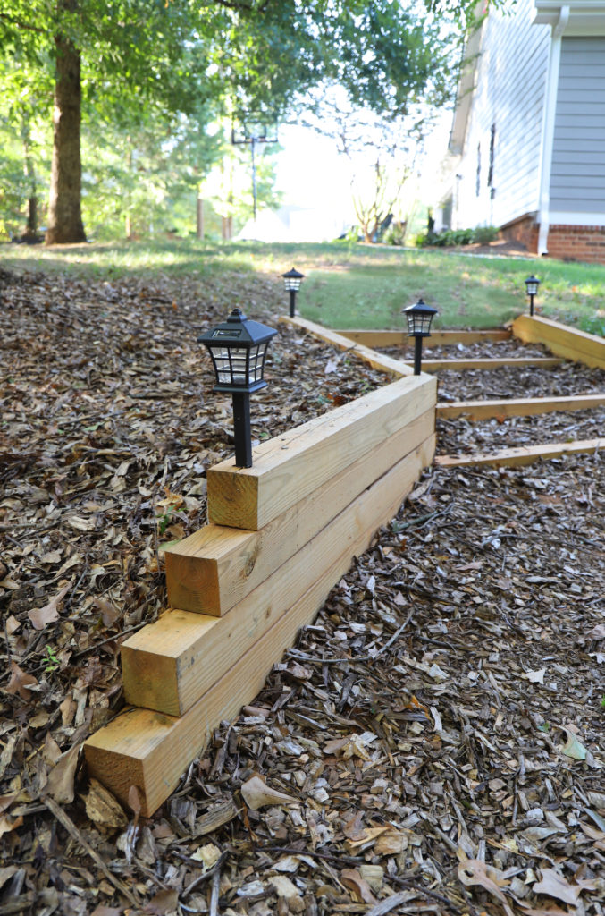 finished steps with solar lights