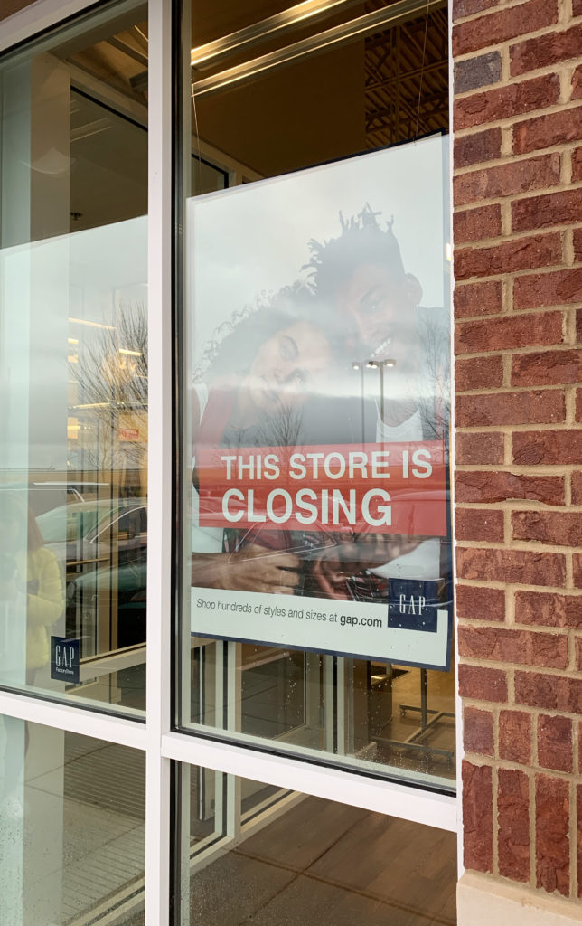 Retail GAP clothing store closing