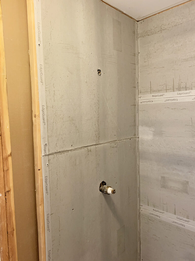 cement backerbound in master shower
