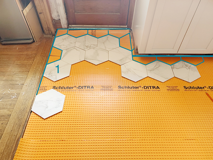 how to lay out hexagon tile for flooring