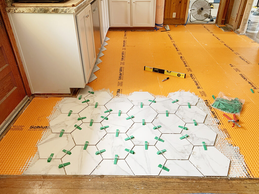installing hexagon tile in kitchen